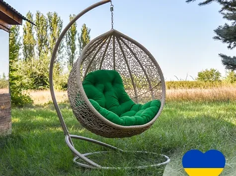 Fotoliu suspendat din ratan - KIT Bej cu pernă inclusă - imagine 3